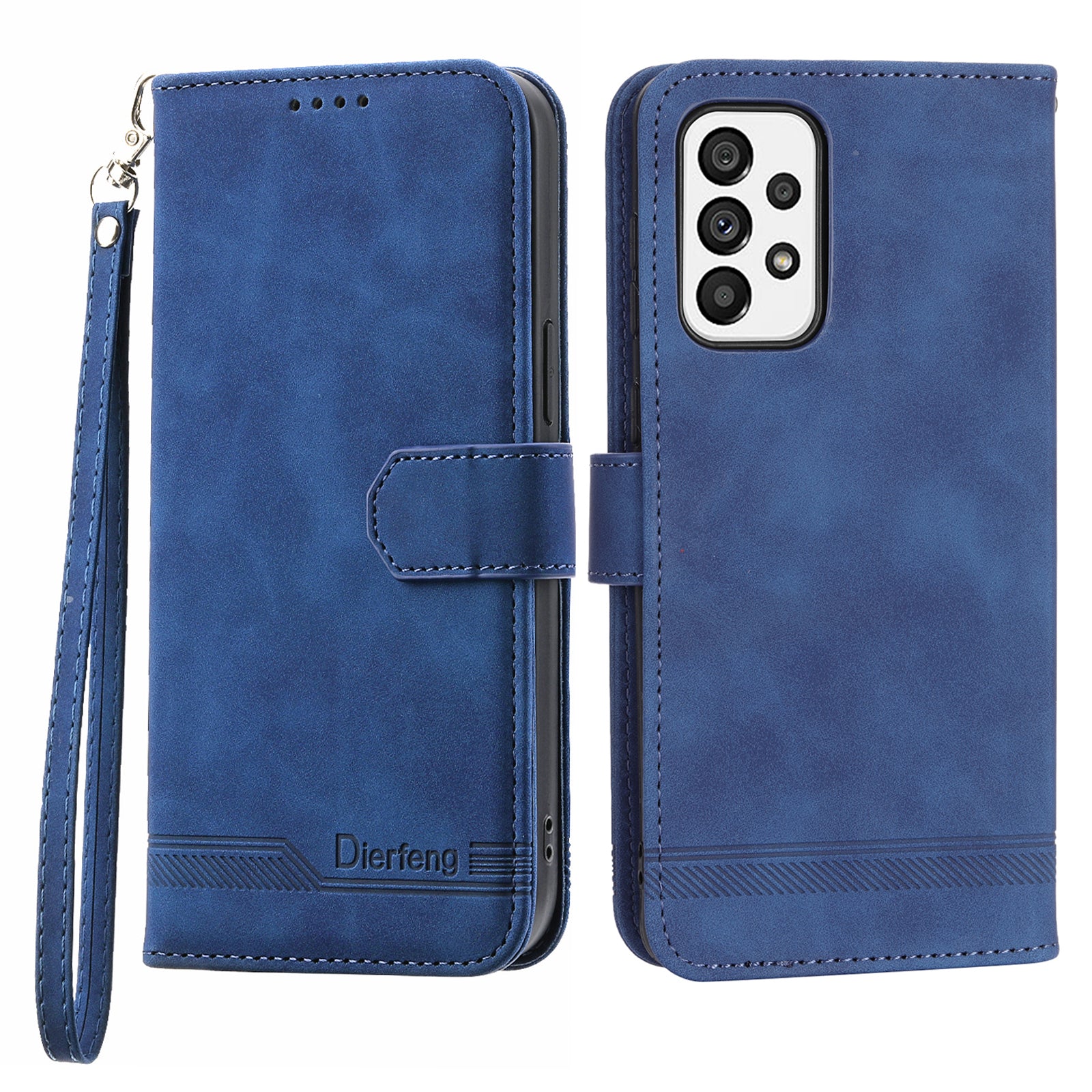 DIERFENG DF-03 Cell Phone Case for Samsung Galaxy A73 5G Lines Imprinted Stand Wallet Phone Leather Cover