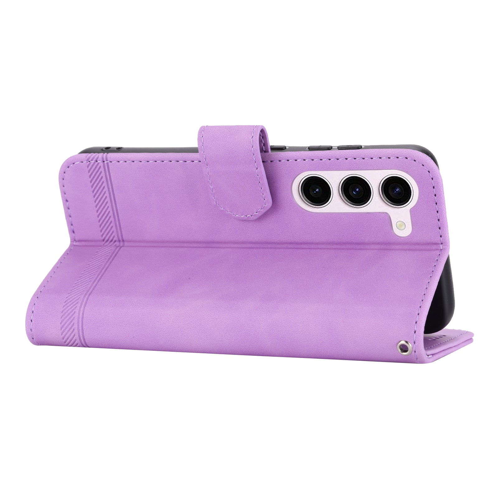 DIERFENG DF-03 PU Leather Stand Phone Case for Samsung Galaxy S23 PU Leather Lines Imprinted Phone Wallet Cover