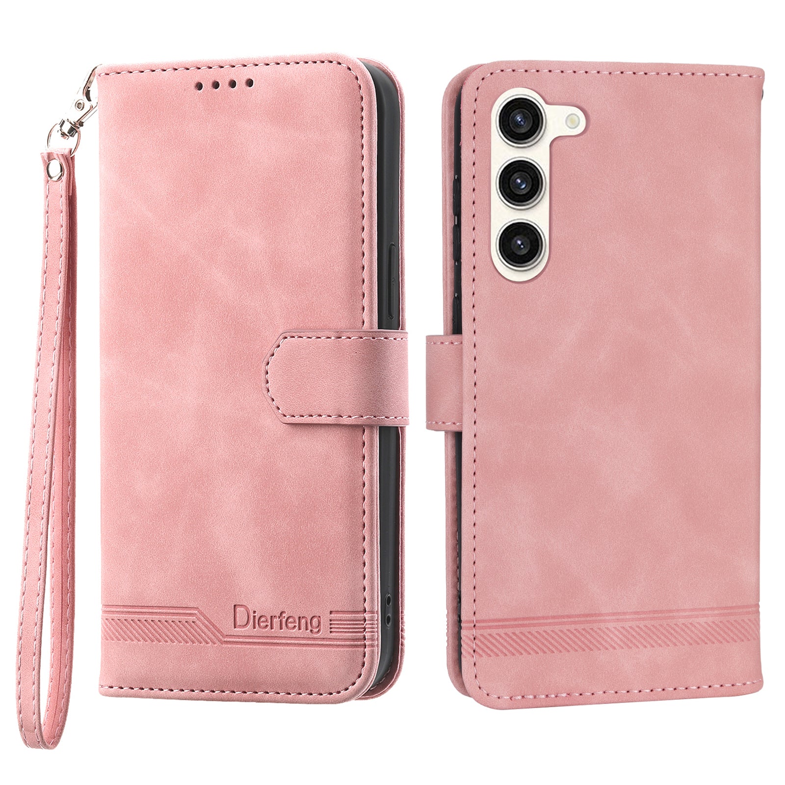 DIERFENG DF-03 Wallet Phone Cover for Samsung Galaxy S23 Lines Imprinted PU Leather Stand Protective Case