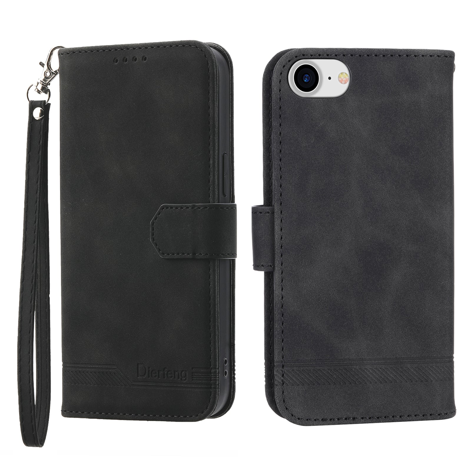 DIERFENG DF-03 Phone Case for iPhone 7 / 8 4.7 inch / SE (2020) / SE (2022), Lines Imprinted Leather Protective Phone Cover Wallet Stand - Purple
