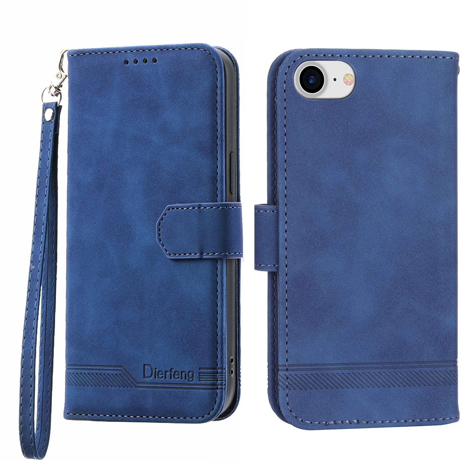 DIERFENG DF-03 Phone Case for iPhone 7 / 8 4.7 inch / SE (2020) / SE (2022), Lines Imprinted Leather Protective Phone Cover Wallet Stand - Purple