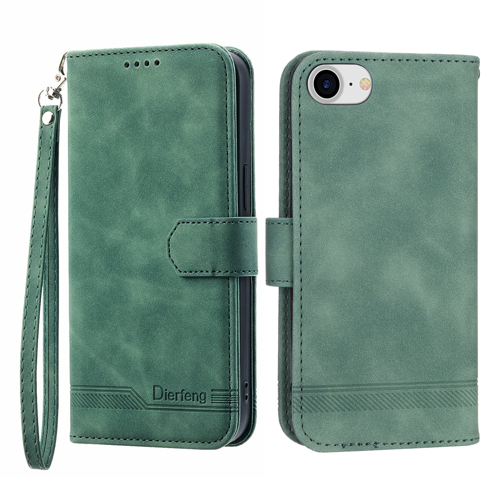 DIERFENG DF-03 Phone Case for iPhone 7 8 4.7 inch SE (2020) SE (2022) Lines Imprinted Leather Protective Phone Cover Wallet Stand