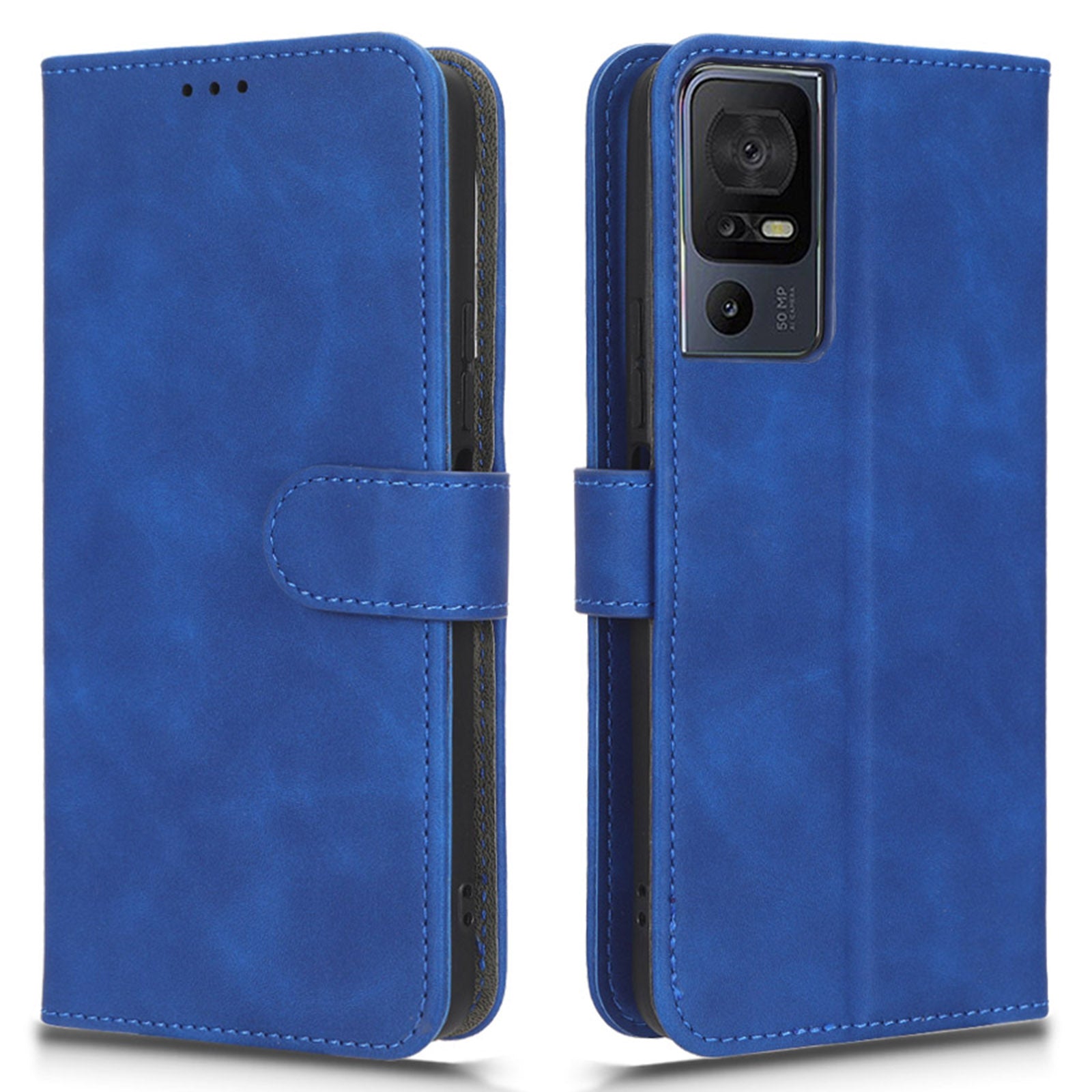 Leather Phone Case For TCL 40 SE Skin-friendly Flip Protective Phone Cover Wallet Stand with Wrist Strap