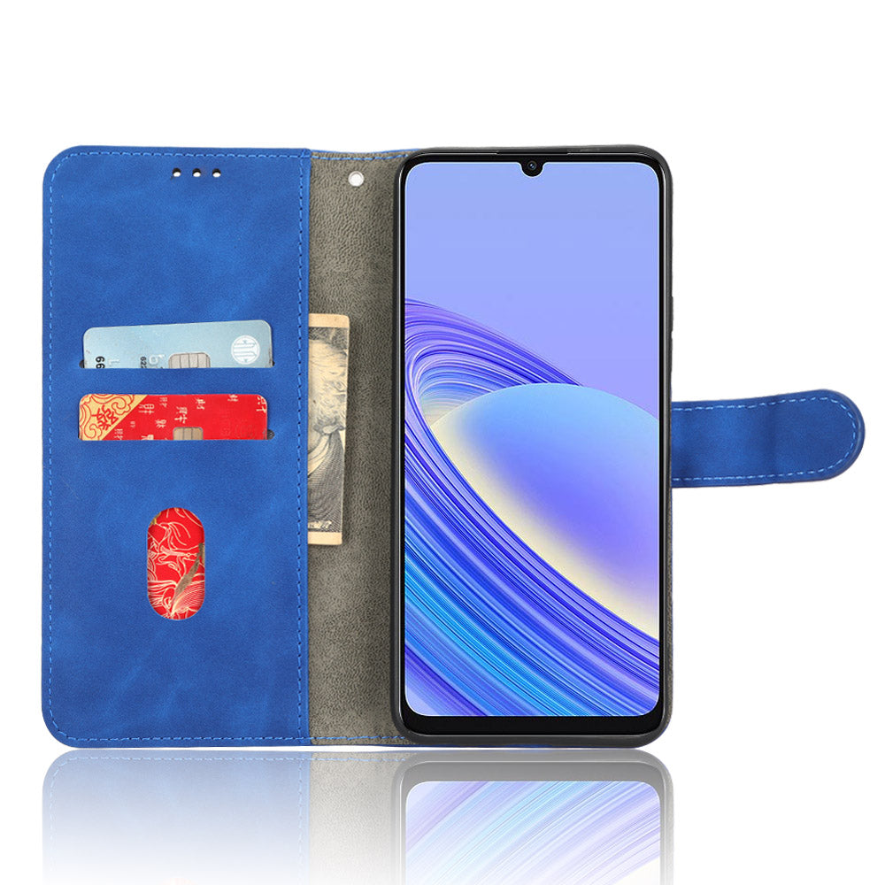 Leather Phone Case For TCL 40 SE Skin-friendly Flip Protective Phone Cover Wallet Stand with Wrist Strap