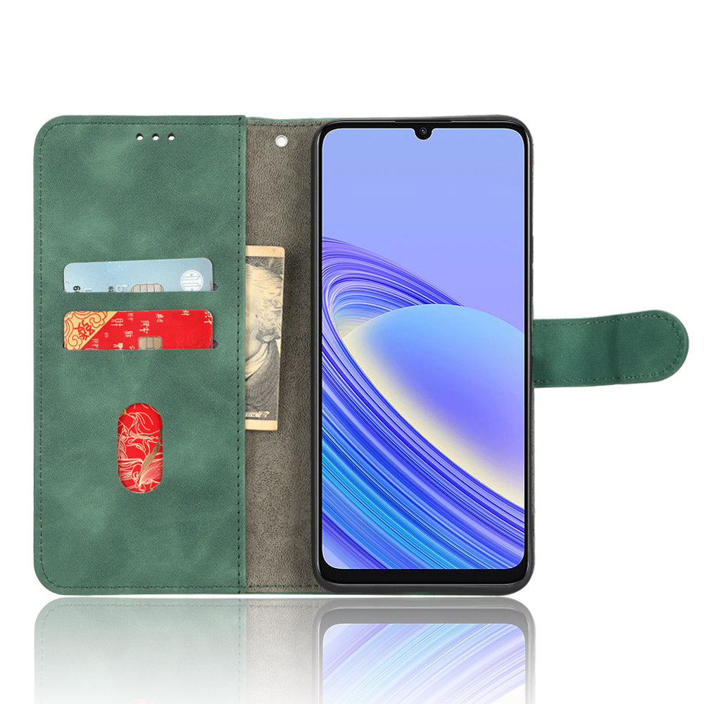 Leather Phone Case For TCL 40 SE Skin-friendly Flip Protective Phone Cover Wallet Stand with Wrist Strap