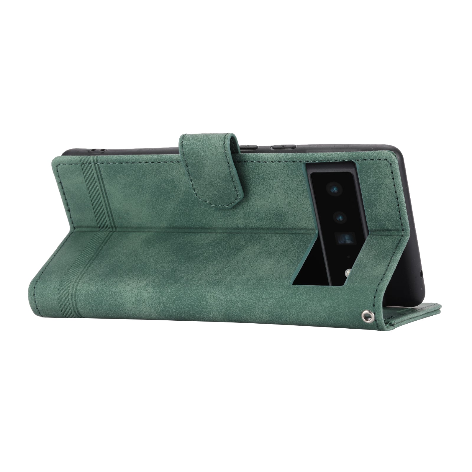 DIERFENG DF-03 Protective Phone Case for Google Pixel 6 Pro 5G Anti-fall Flip Wallet Cover Stand with Lines Imprinting