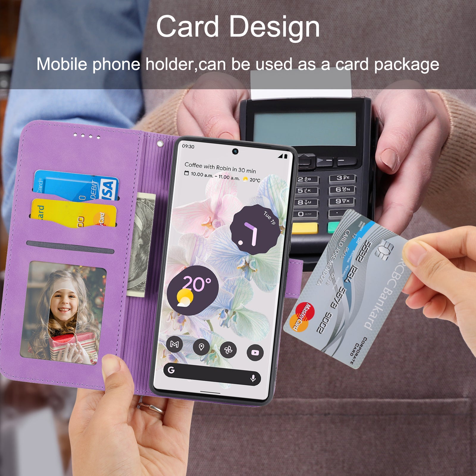 DIERFENG DF-03 Protective Phone Case for Google Pixel 6 Pro 5G Anti-fall Flip Wallet Cover Stand with Lines Imprinting