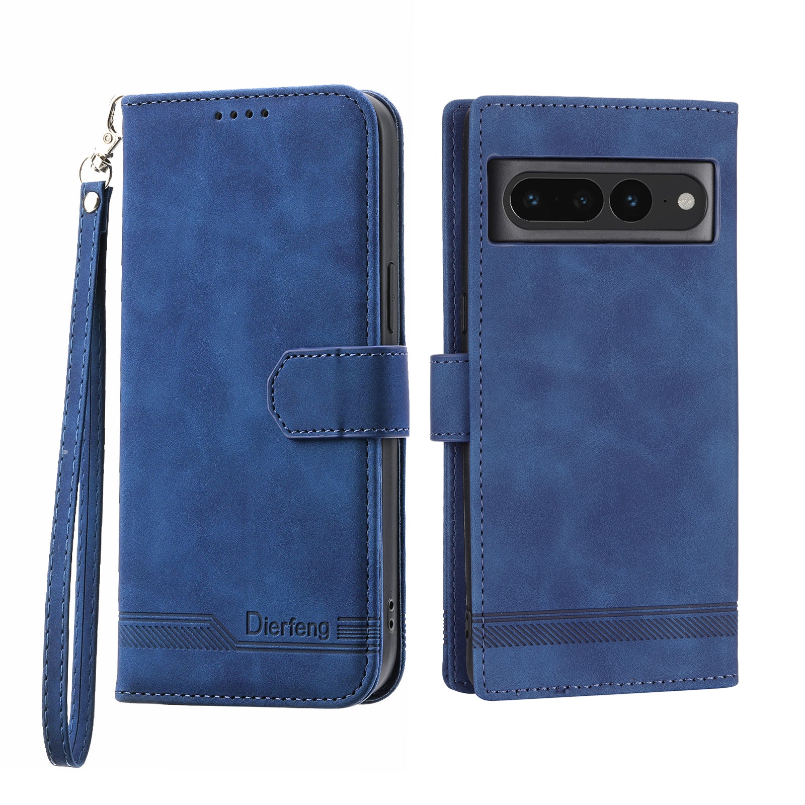 DIERFENG DF-03 Mobile Phone Leather Case for Google Pixel 7 Pro 5G Lines Imprinted Phone Cover with Wallet Stand
