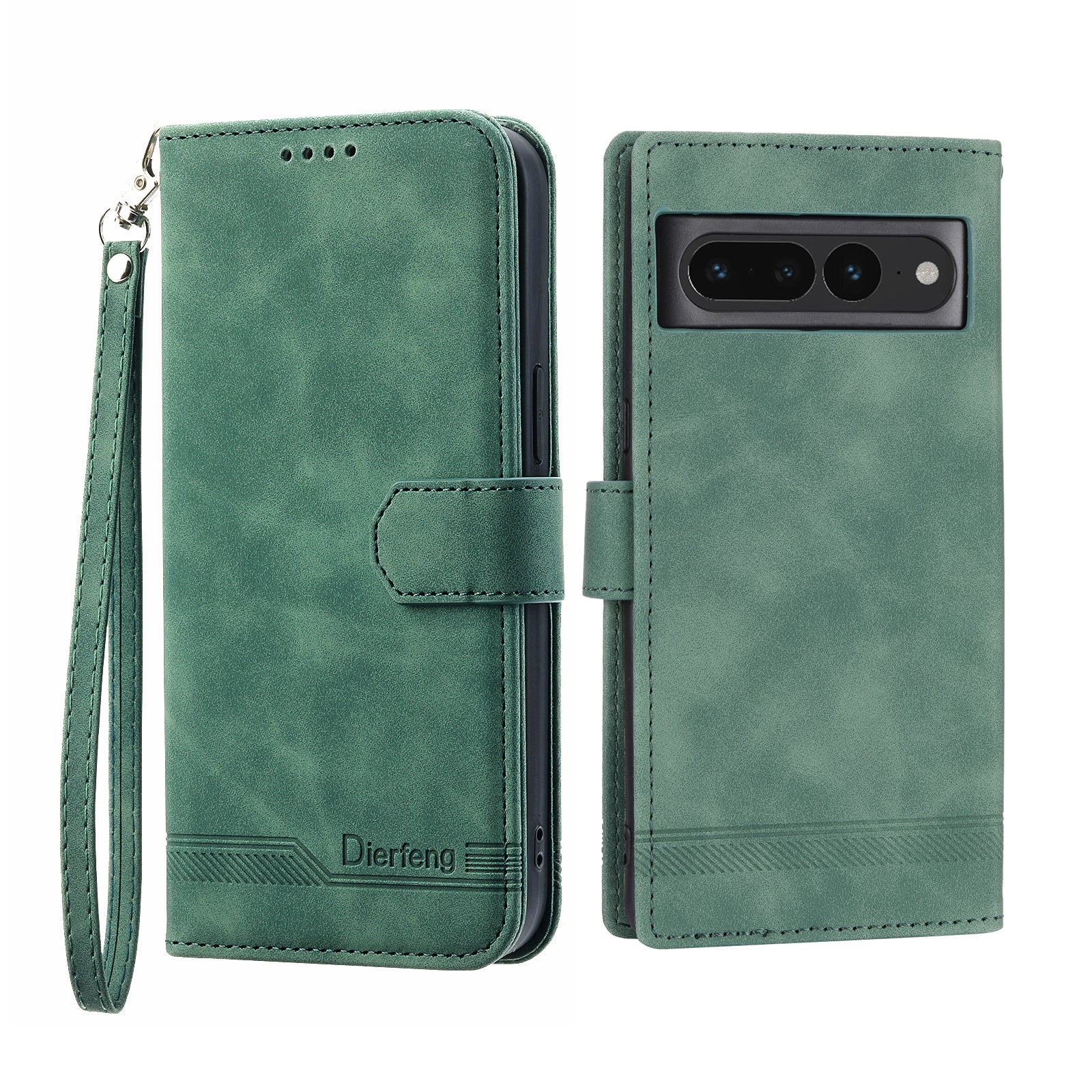 DIERFENG DF-03 Mobile Phone Leather Case for Google Pixel 7 Pro 5G Lines Imprinted Phone Cover with Wallet Stand