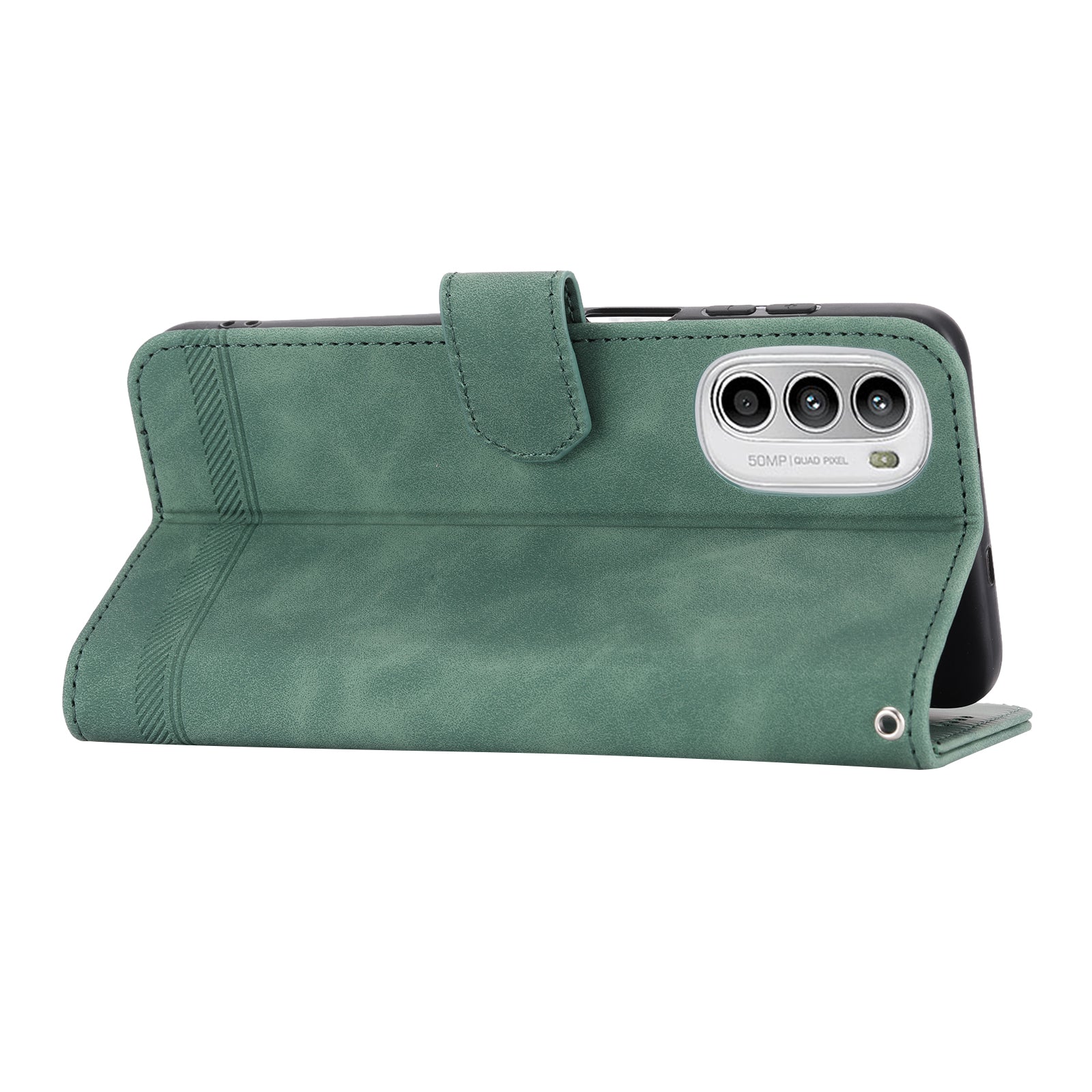 DIERFENG DF-03 pro Motorola Moto G52 4G G82 5G Stojánek PU kožené pouzdro Lines Potištěná peněženka Kryt telefonu