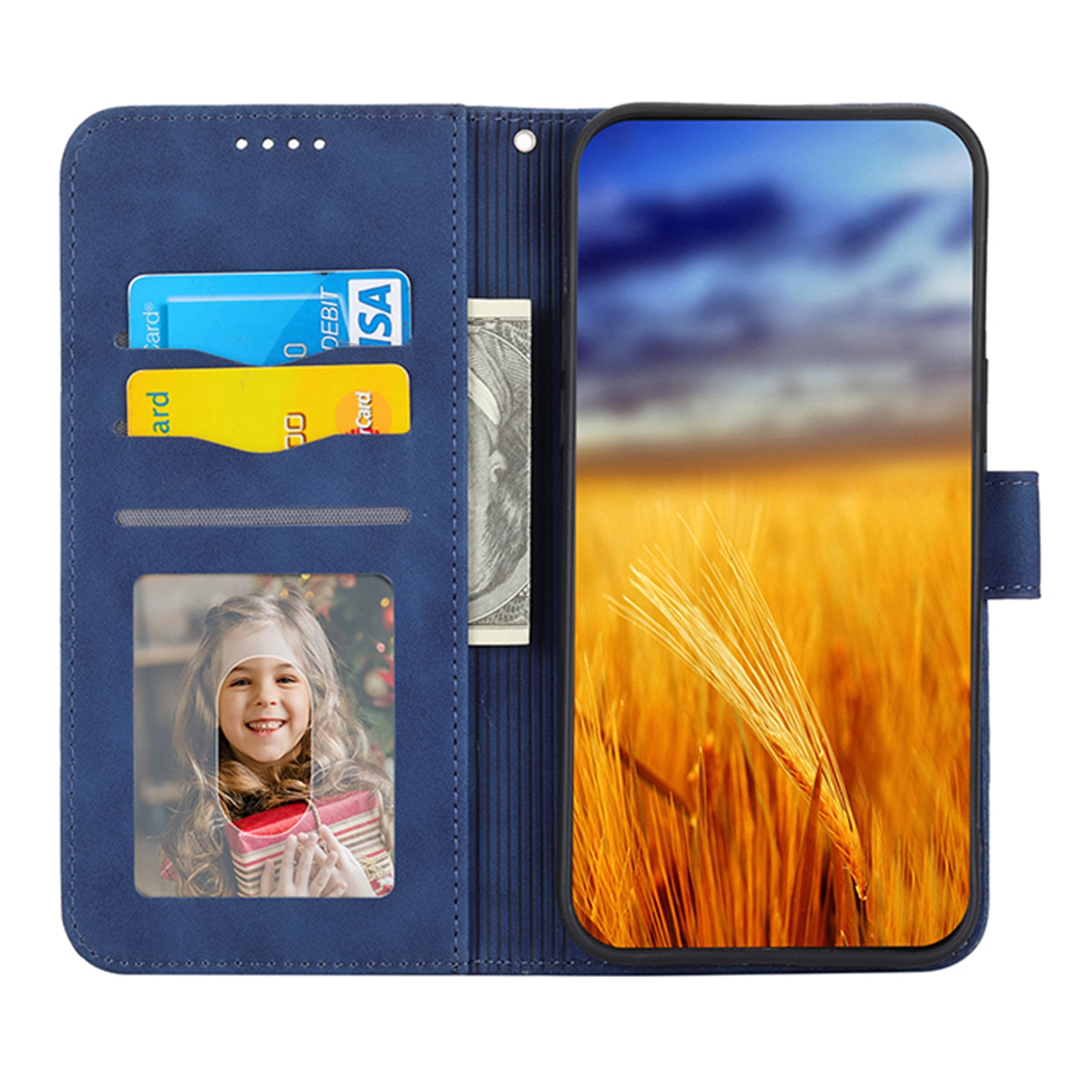 DIERFENG DF-03 Wallet Stand Phone Case for Motorola Moto G72 4G PU Leather Lines Imprinted Shockproof Cover