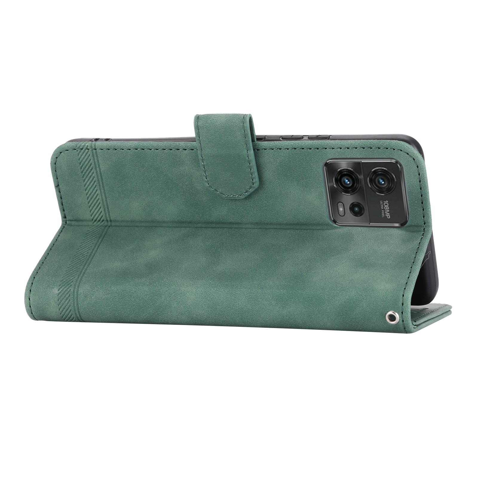 DIERFENG DF-03 Wallet Stand Phone Case for Motorola Moto G72 4G PU Leather Lines Imprinted Shockproof Cover