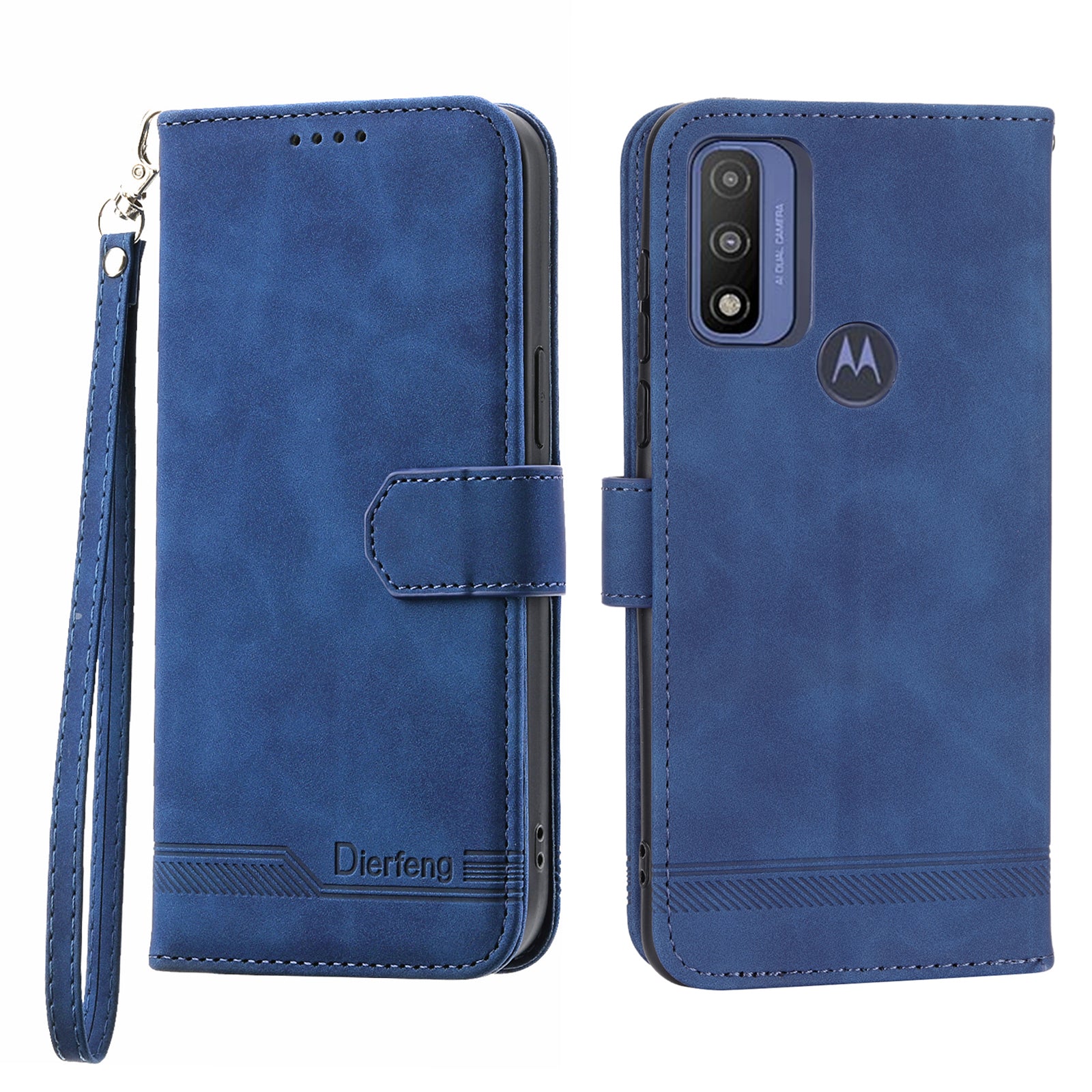 DIERFENG DF-03 pro Motorola Moto G Play (2023) 4G G pouzdro na telefon Pure PU Leather Lines Kryt s potiskem se stojánkem na peněženku