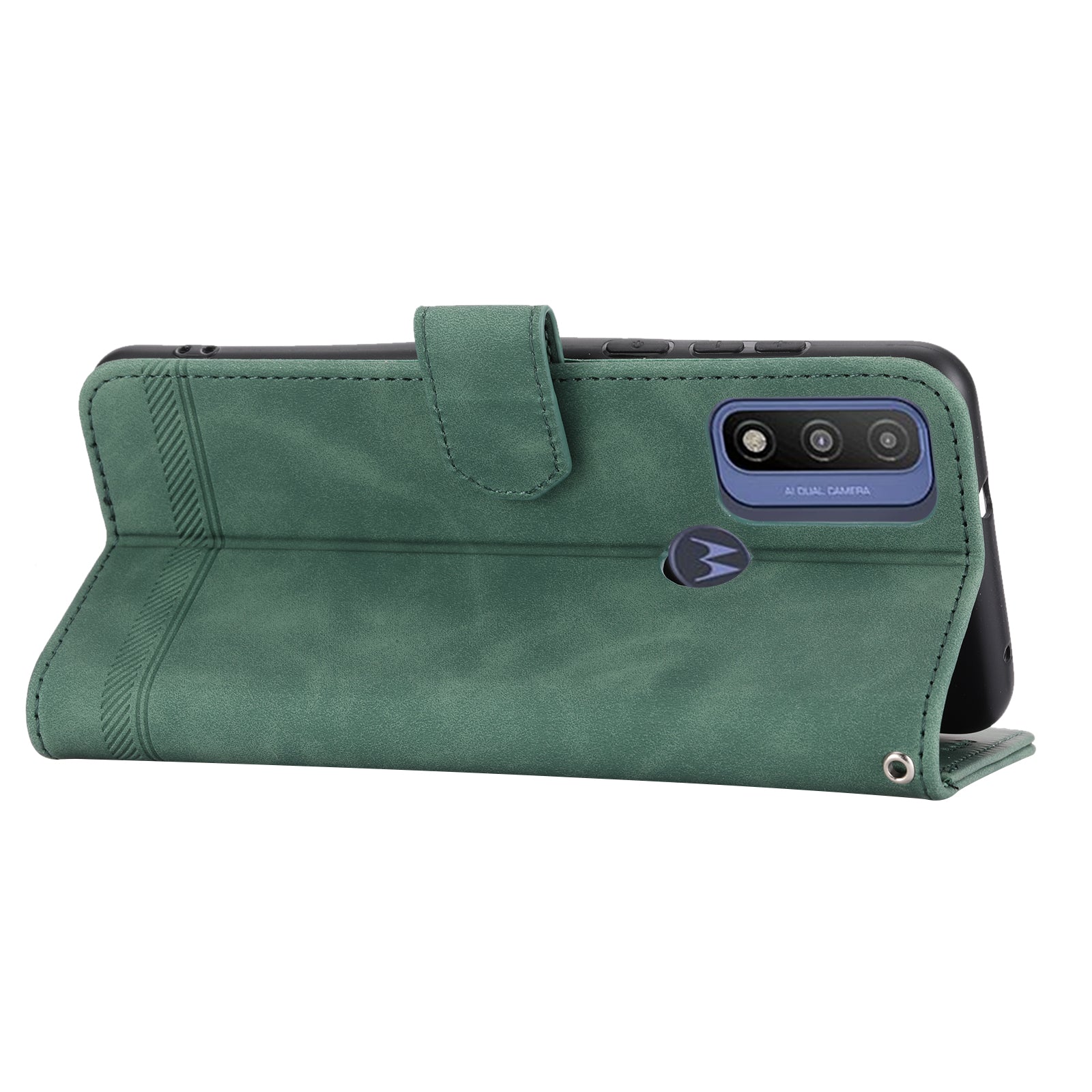 DIERFENG DF-03 pro Motorola Moto G Play (2023) 4G G pouzdro na telefon Pure PU Leather Lines Kryt s potiskem se stojánkem na peněženku