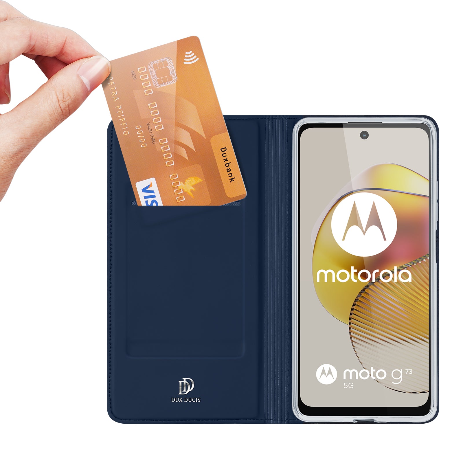 DUX DUCIS Skin Pro Series pro Motorola Moto G73 5G Ochranné pouzdro na telefon PU kožený držák karty Kryt stojanu