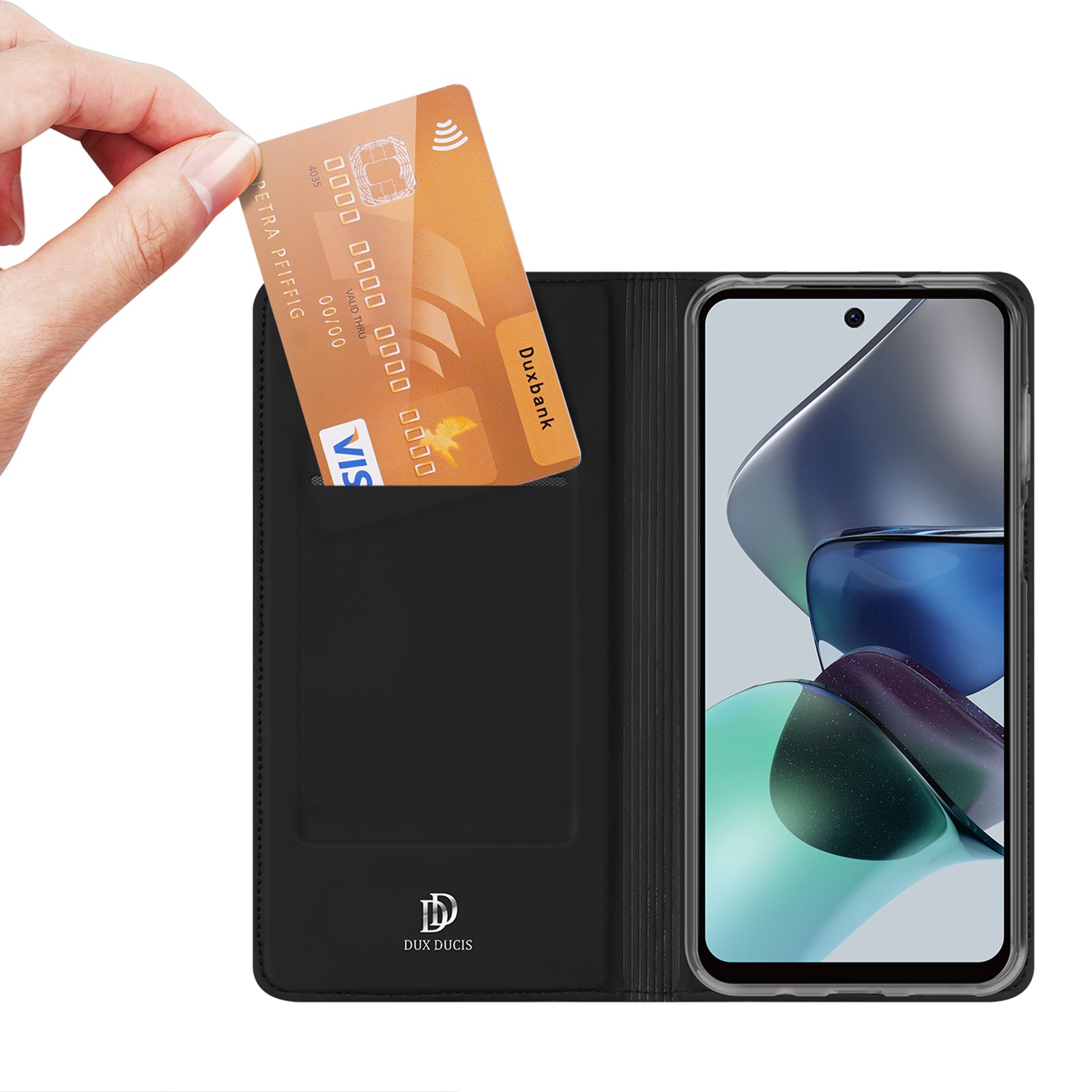 DUX DUCIS Skin Pro Series pro Motorola Moto G13 4G G23 4G PU kožené flipové pouzdro na telefon Držák karty Stojánek odolný proti pádu
