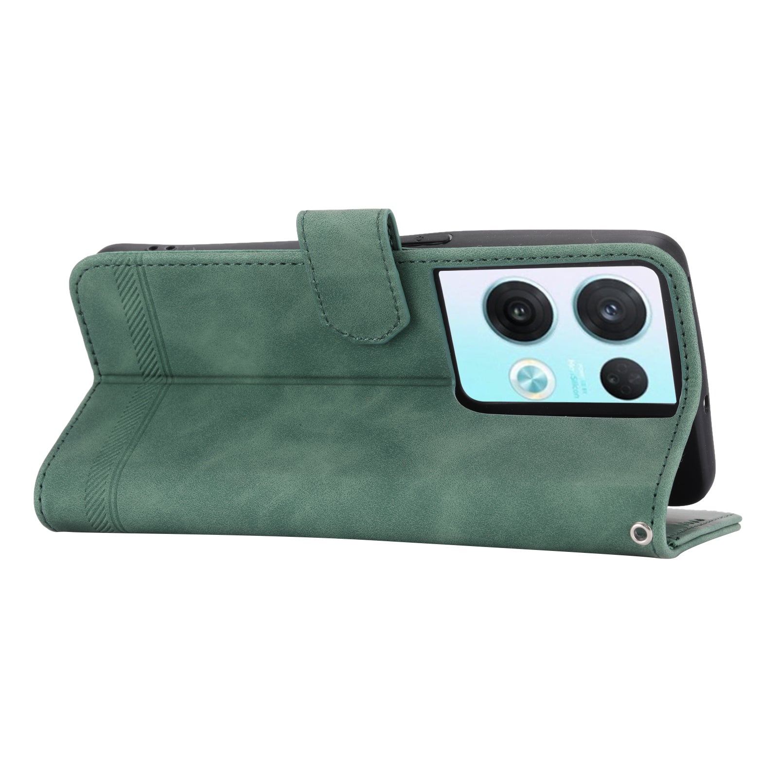 DIERFENG DF-03 Phone Leather Case for Oppo Reno8 5G (Global Version) Stand Lines Imprinted Wallet Phone Cover