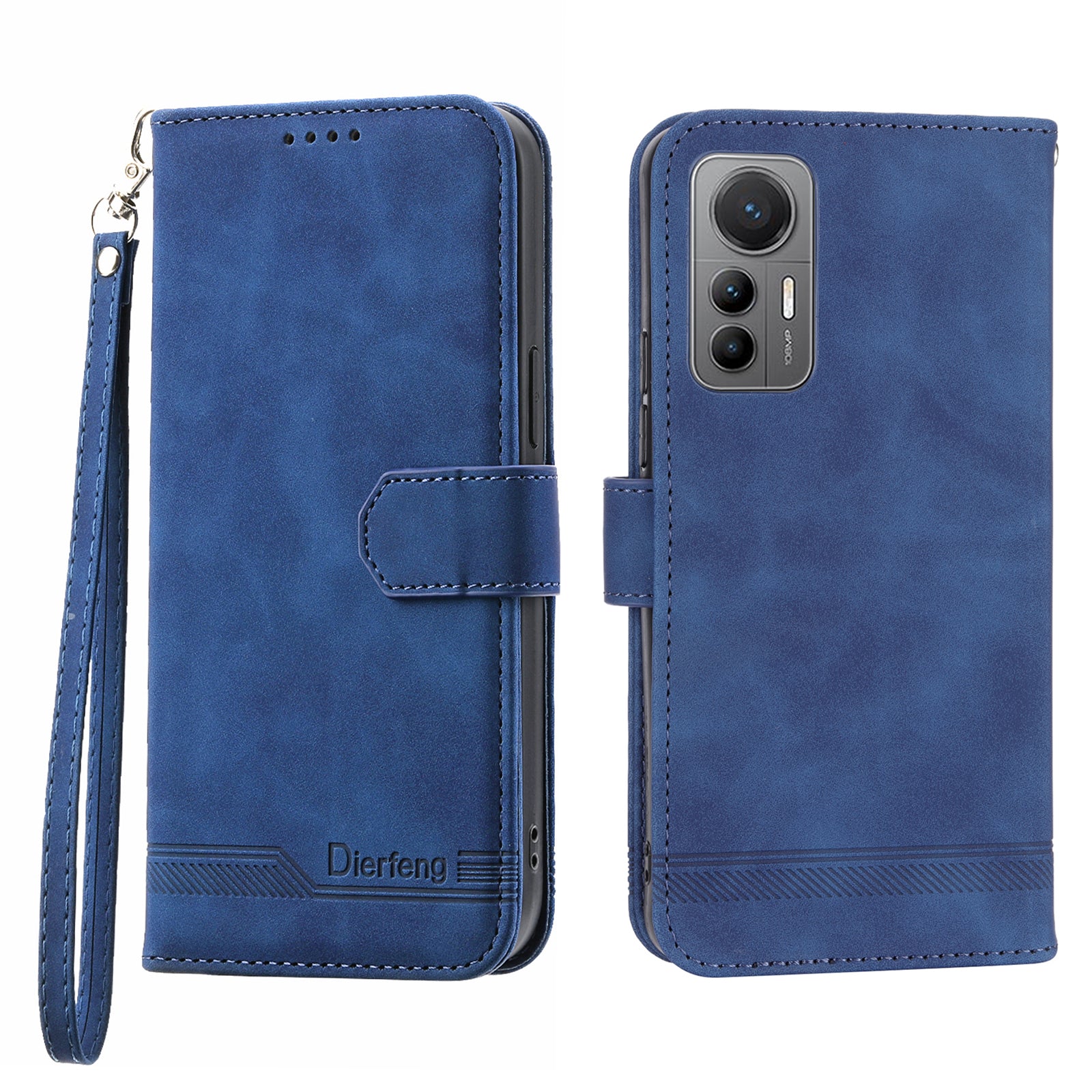 DIERFENG DF-03 for Xiaomi 12T 5G Redmi K50 Ultra 5G Lines Imprinted Leather Case Wallet Stand Cell Phone Cover
