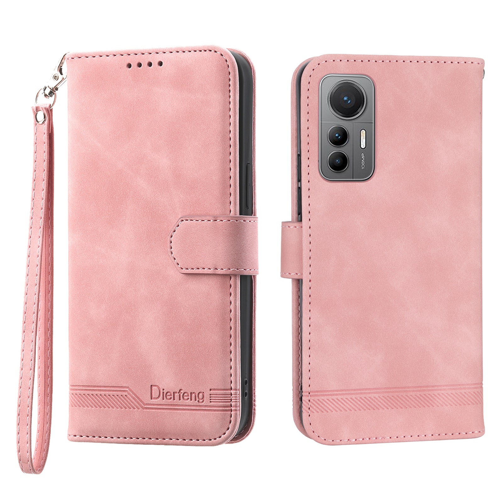 DIERFENG DF-03 for Xiaomi 12T 5G Redmi K50 Ultra 5G Lines Imprinted Leather Case Wallet Stand Cell Phone Cover