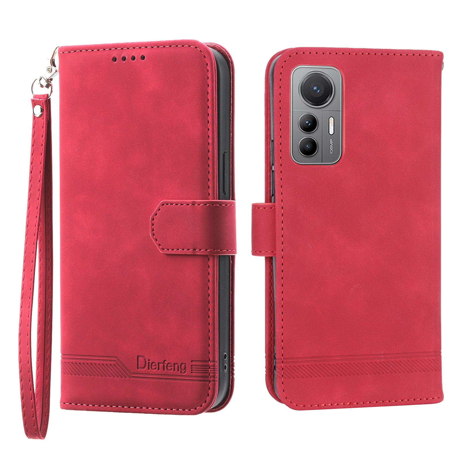 DIERFENG DF-03 for Xiaomi 12T 5G Redmi K50 Ultra 5G Lines Imprinted Leather Case Wallet Stand Cell Phone Cover