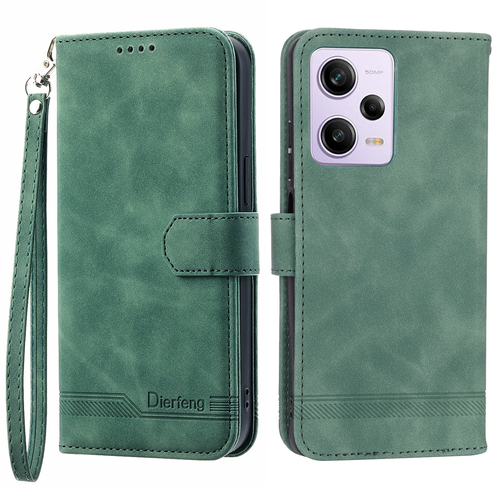 DIERFENG DF-03 til Xiaomi Redmi Note 12 Pro 5G Note 12 Pro Speed ​​5G Poco X5 Pro 5G Lines påtrykt telefonetui Flip Stand PU læder pungcover