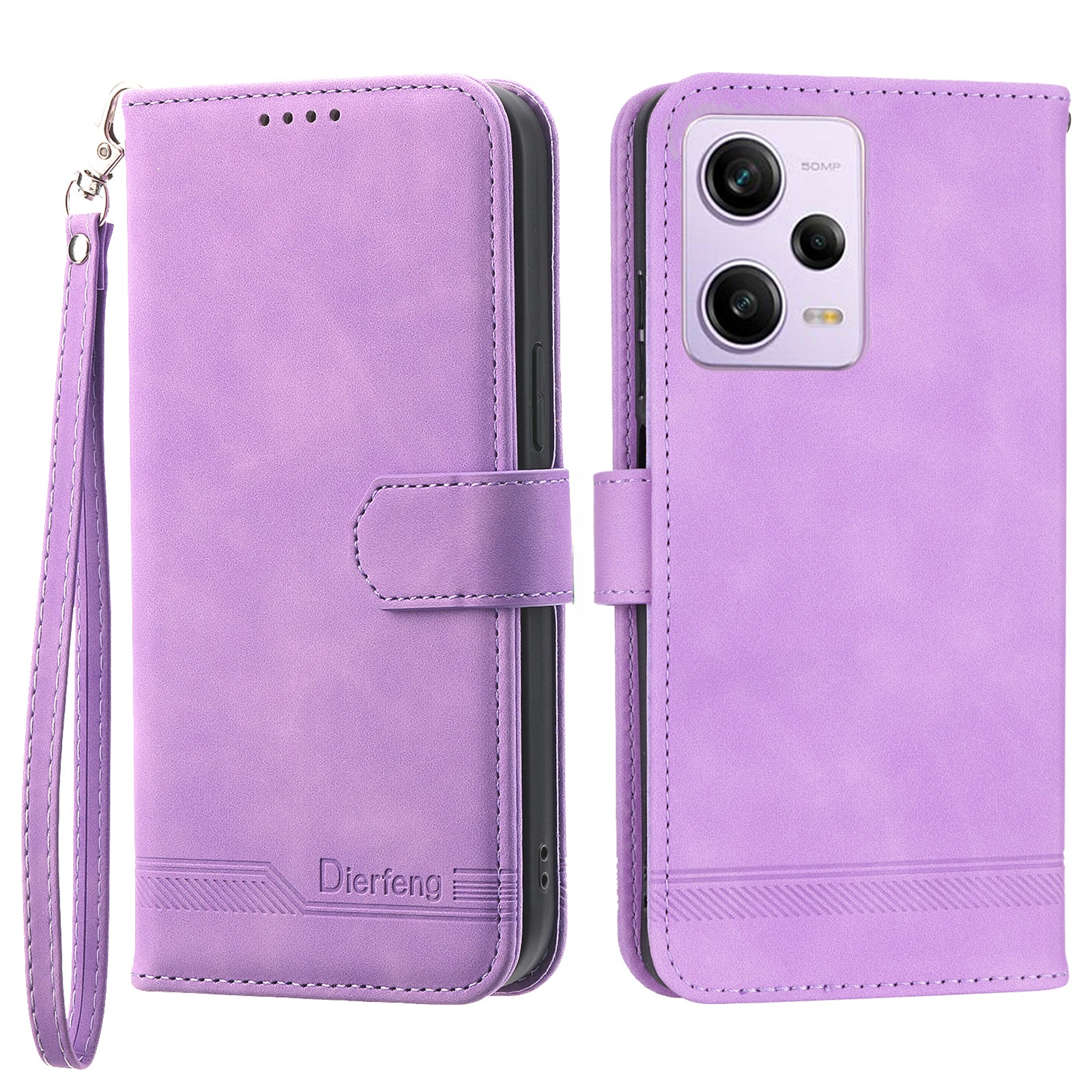 DIERFENG DF-03 til Xiaomi Redmi Note 12 Pro 5G Note 12 Pro Speed ​​5G Poco X5 Pro 5G Lines påtrykt telefonetui Flip Stand PU læder pungcover