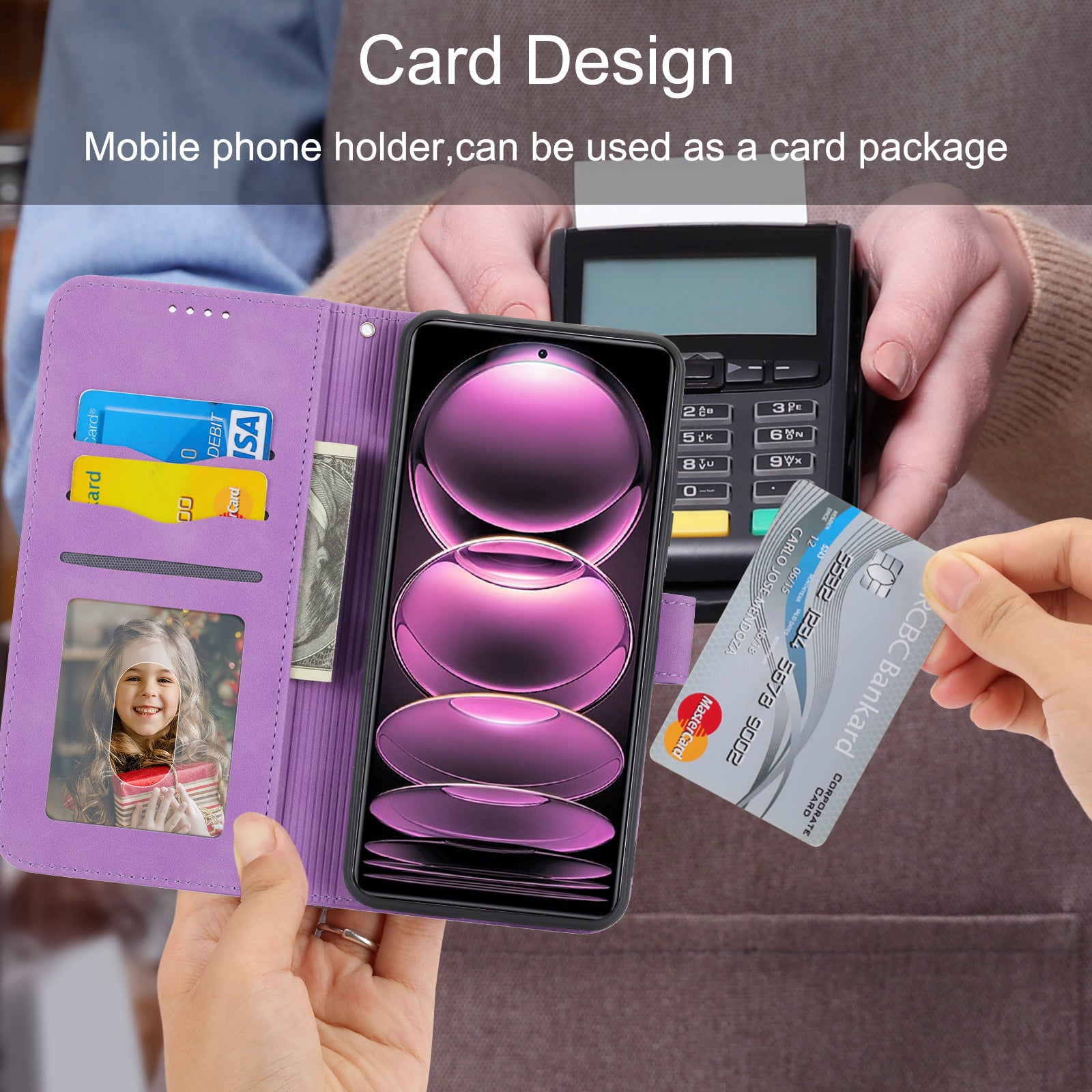 DIERFENG DF-03 til Xiaomi Redmi Note 12 Pro 5G Note 12 Pro Speed ​​5G Poco X5 Pro 5G Lines påtrykt telefonetui Flip Stand PU læder pungcover