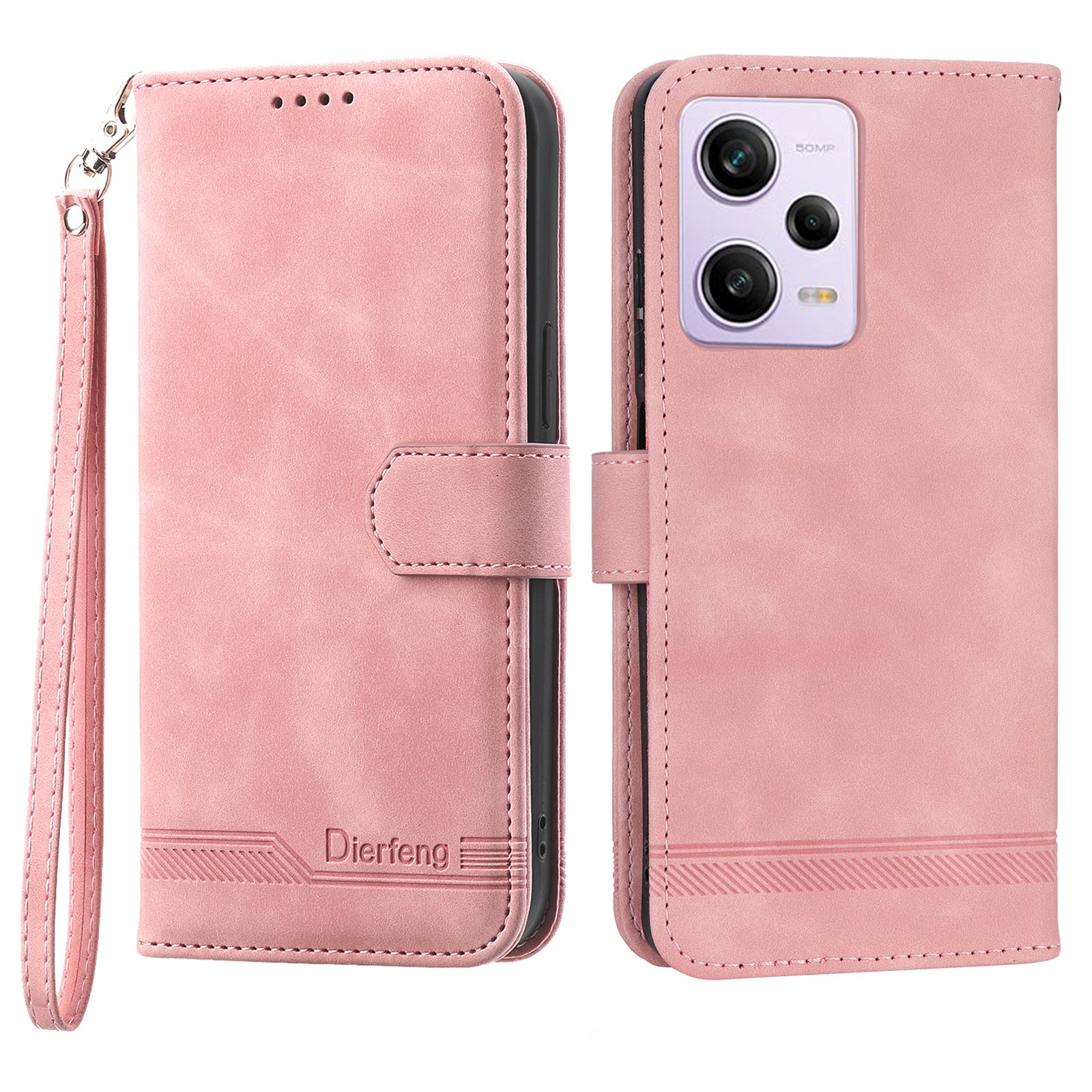 DIERFENG DF-03 til Xiaomi Redmi Note 12 Pro 5G Note 12 Pro Speed ​​5G Poco X5 Pro 5G Lines påtrykt telefonetui Flip Stand PU læder pungcover