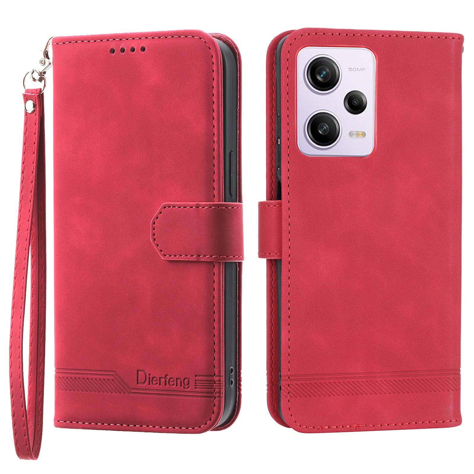 DIERFENG DF-03 til Xiaomi Redmi Note 12 Pro 5G Note 12 Pro Speed ​​5G Poco X5 Pro 5G Lines påtrykt telefonetui Flip Stand PU læder pungcover