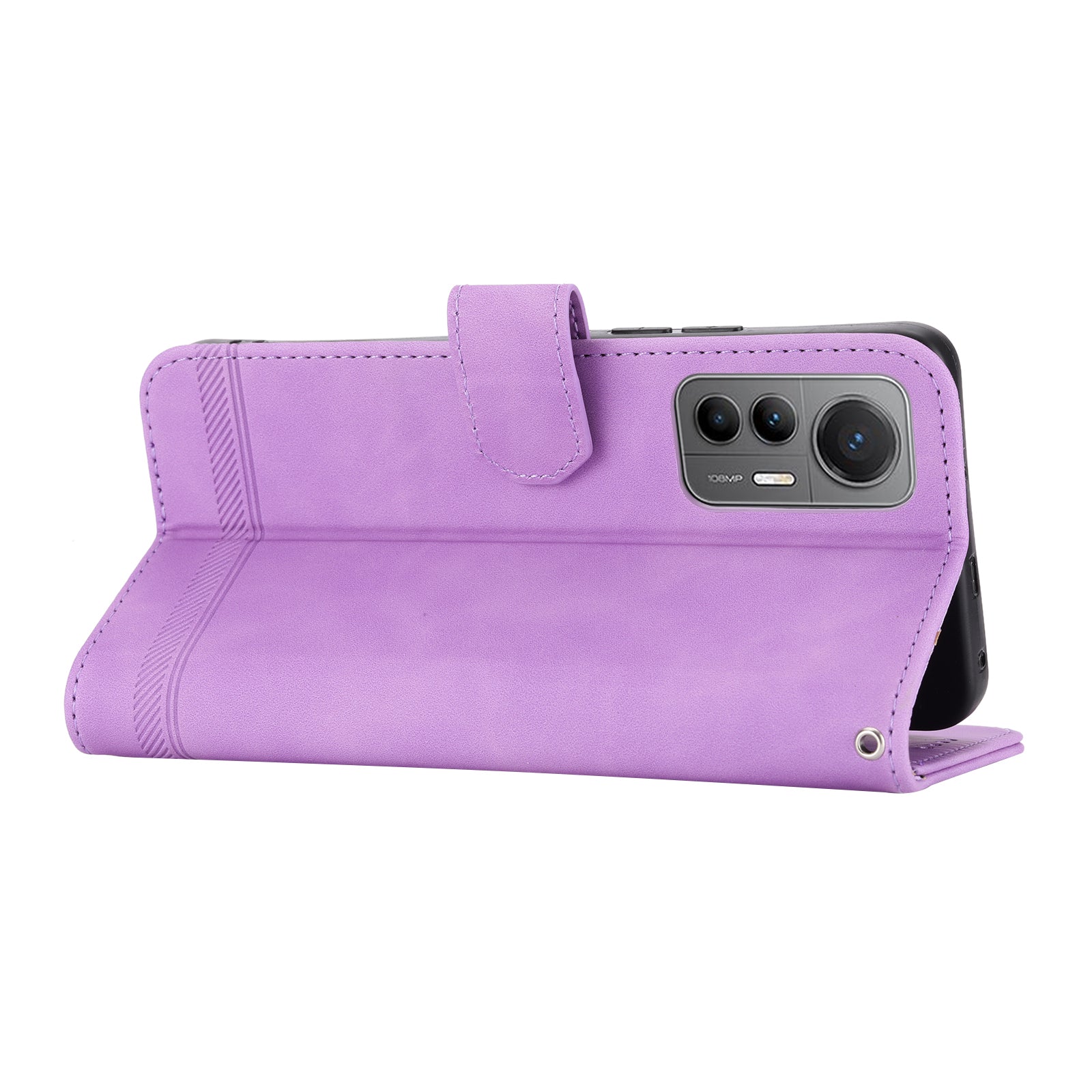 DIERFENG DF-03 For Xiaomi 12 12X 12S 5G PU Leather Stand Protective Phone Case Lines Imprinted Wallet Cover