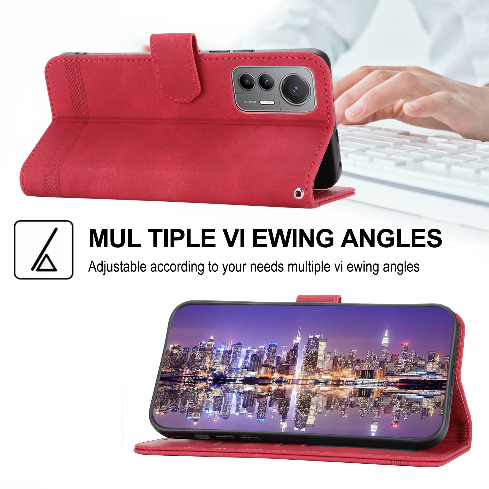 DIERFENG DF-03 For Xiaomi 12 12X 12S 5G PU Leather Stand Protective Phone Case Lines Imprinted Wallet Cover