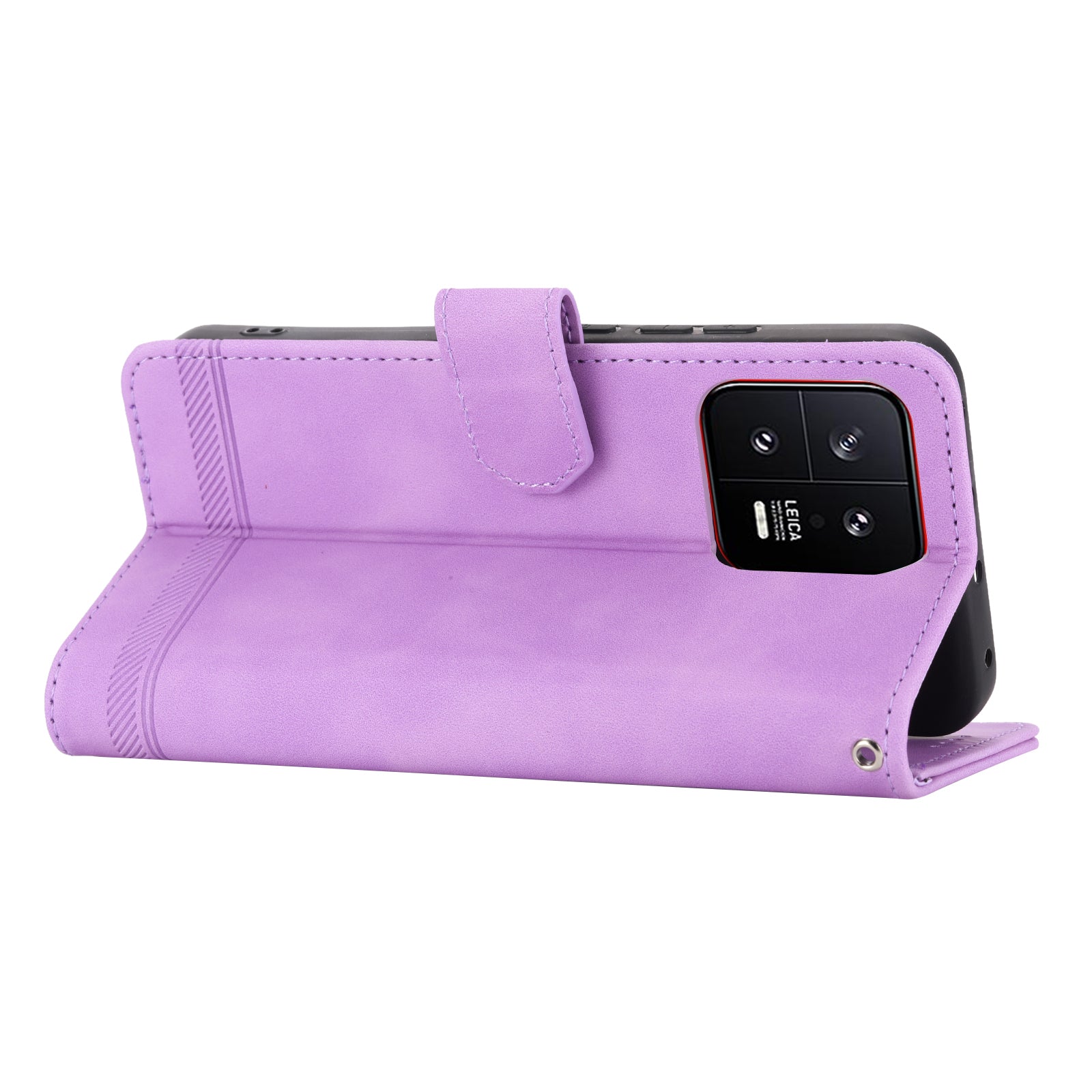 DIERFENG DF-03 PU Leather Phone Cover for Xiaomi 13 5G Lines Imprinted Stand Wallet Phone Case