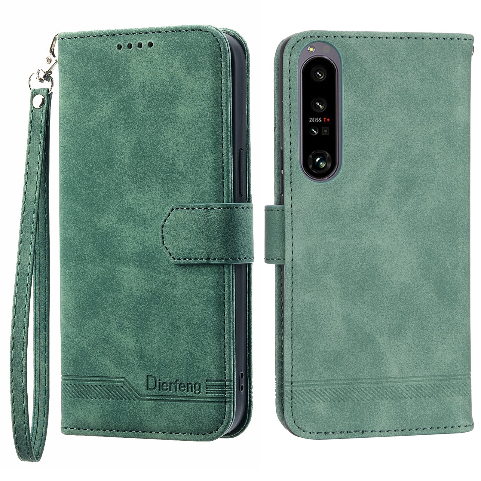 DIERFENG DF-03 Cell Phone Cover for Sony Xperia 1 IV 5G Lines Imprinted PU Leather Wallet Phone Stand Case