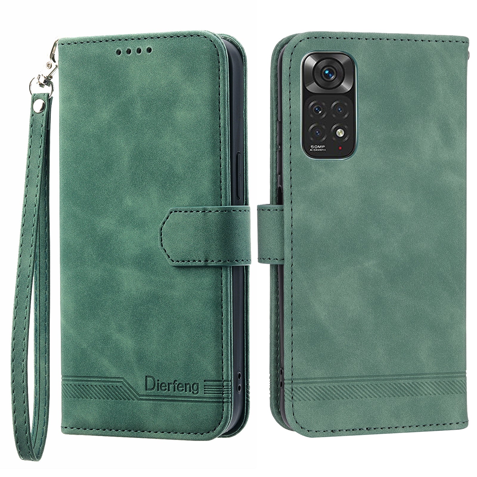 DIERFENG DF-03 for Xiaomi Redmi Note 11 4G (Qualcomm) Note 11S 4G Phone Stand Case Lines Imprinted Leather Wallet Phone Cover