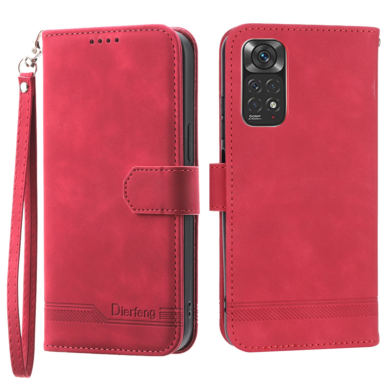 DIERFENG DF-03 for Xiaomi Redmi Note 11 4G (Qualcomm) Note 11S 4G Phone Stand Case Lines Imprinted Leather Wallet Phone Cover