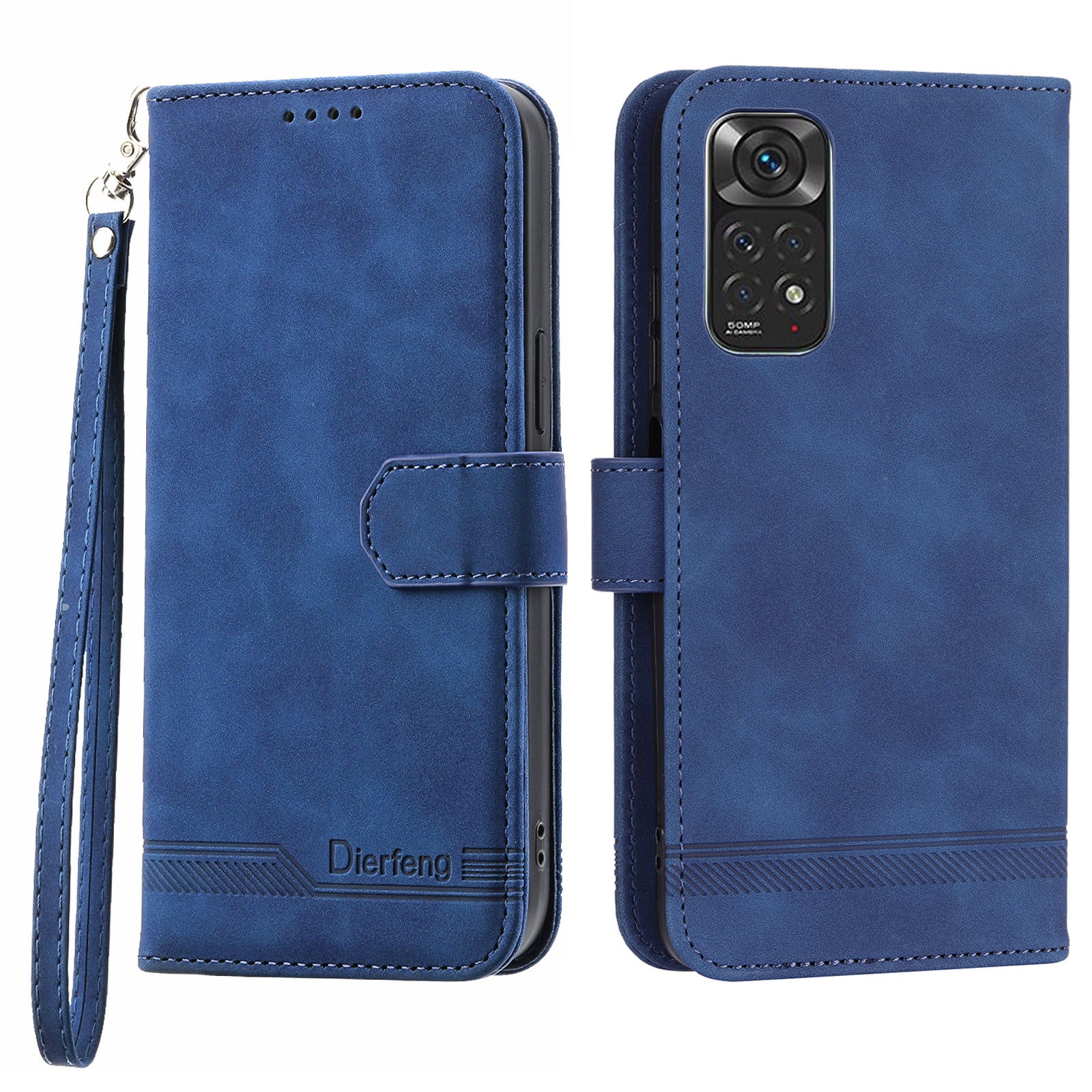 DIERFENG DF-03 for Xiaomi Redmi Note 11 4G (Qualcomm) Note 11S 4G Phone Stand Case Lines Imprinted Leather Wallet Phone Cover