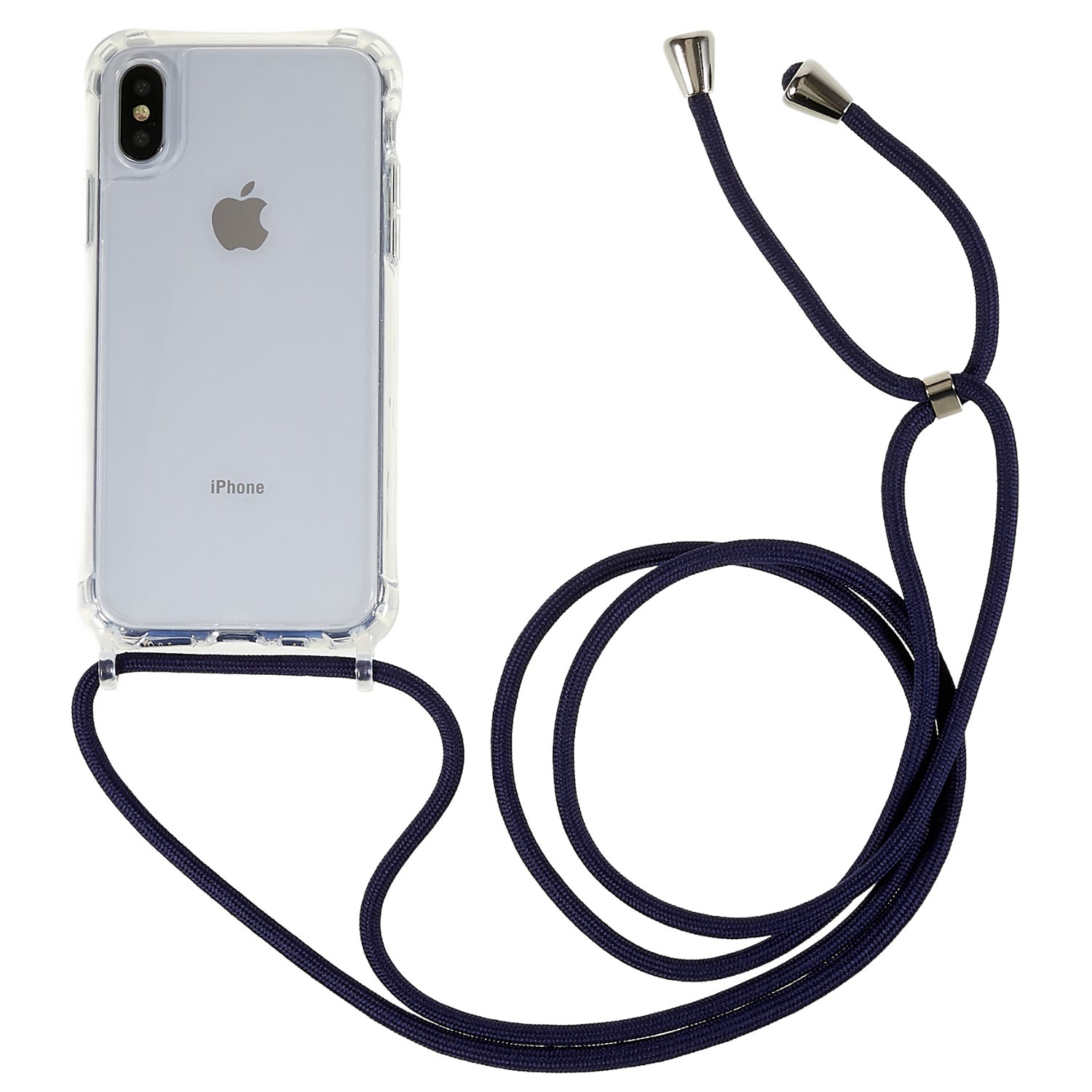 For iPhone XS Max 6.5 inch Shockproof TPU Acrylic Phone Cover Transparent Case with Adjustable Lanyard