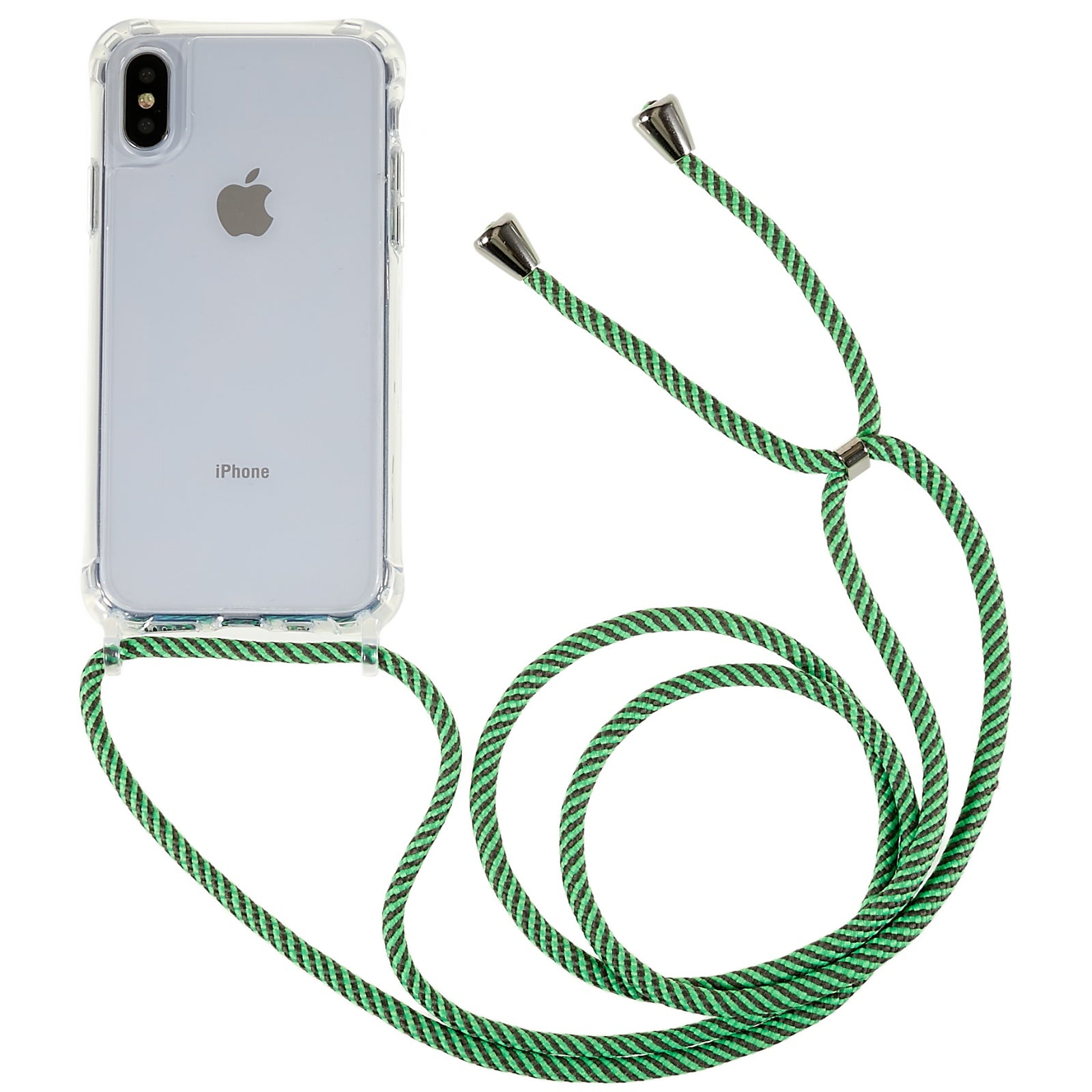 For iPhone X XS Anti-drop TPU Acrylic Phone Cover Transparent Case with Adjustable Lanyard