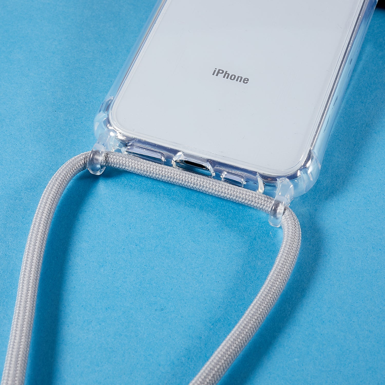 For iPhone X XS Anti-drop TPU Acrylic Phone Cover Transparent Case with Adjustable Lanyard