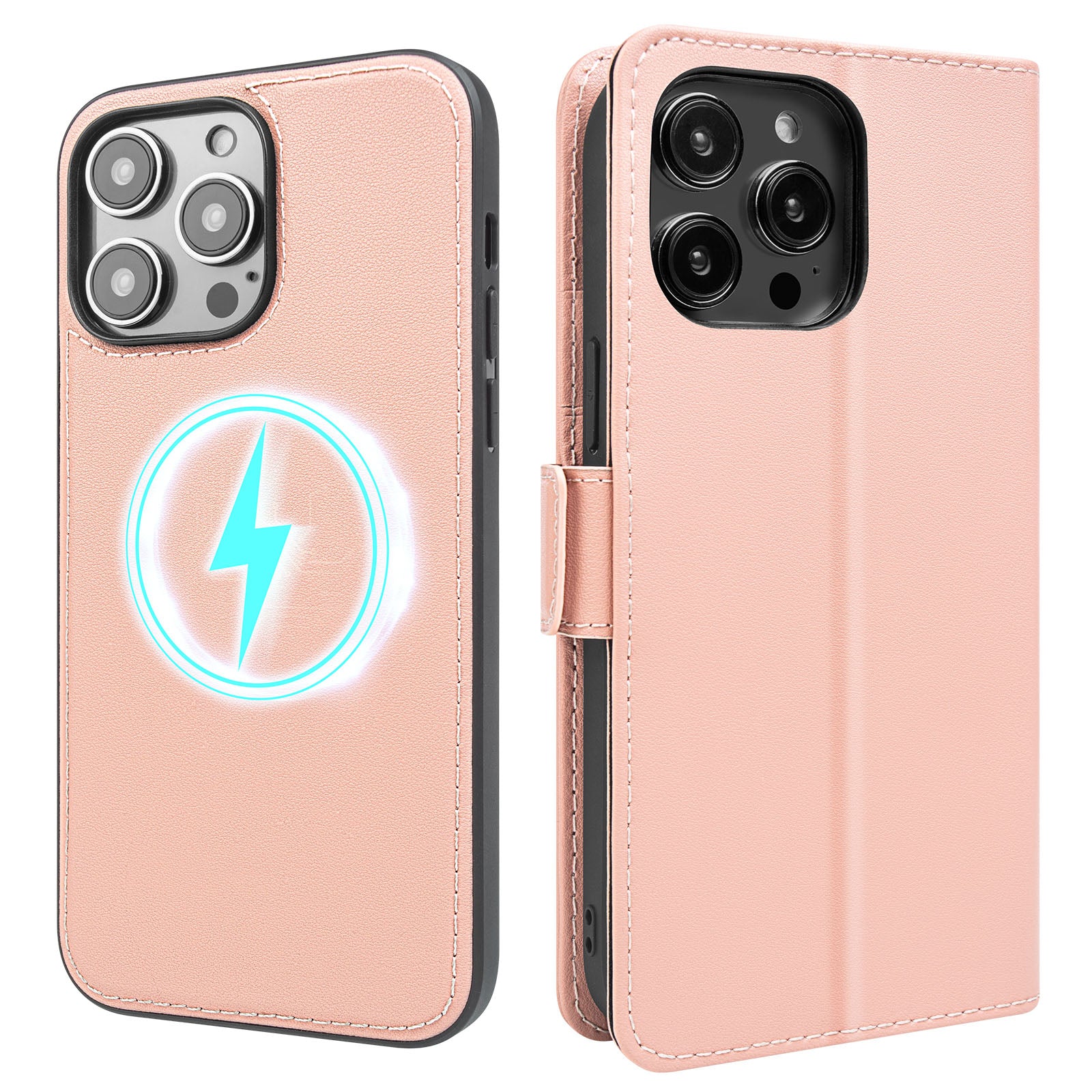 Phone Leather Case for iPhone 14 Pro Max Detachable Stand Phone Wallet Cover Compatible with MagSafe
