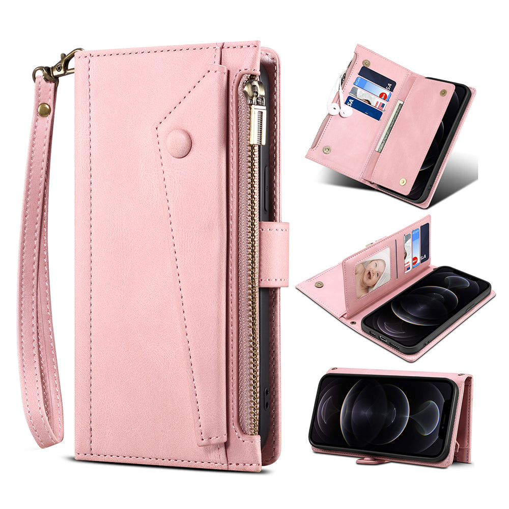 ESEBLE Star Series Leather Wallet Case for Samsung Galaxy A54 5G Zipper Pocket Phone Stand Cover with Hand Strap