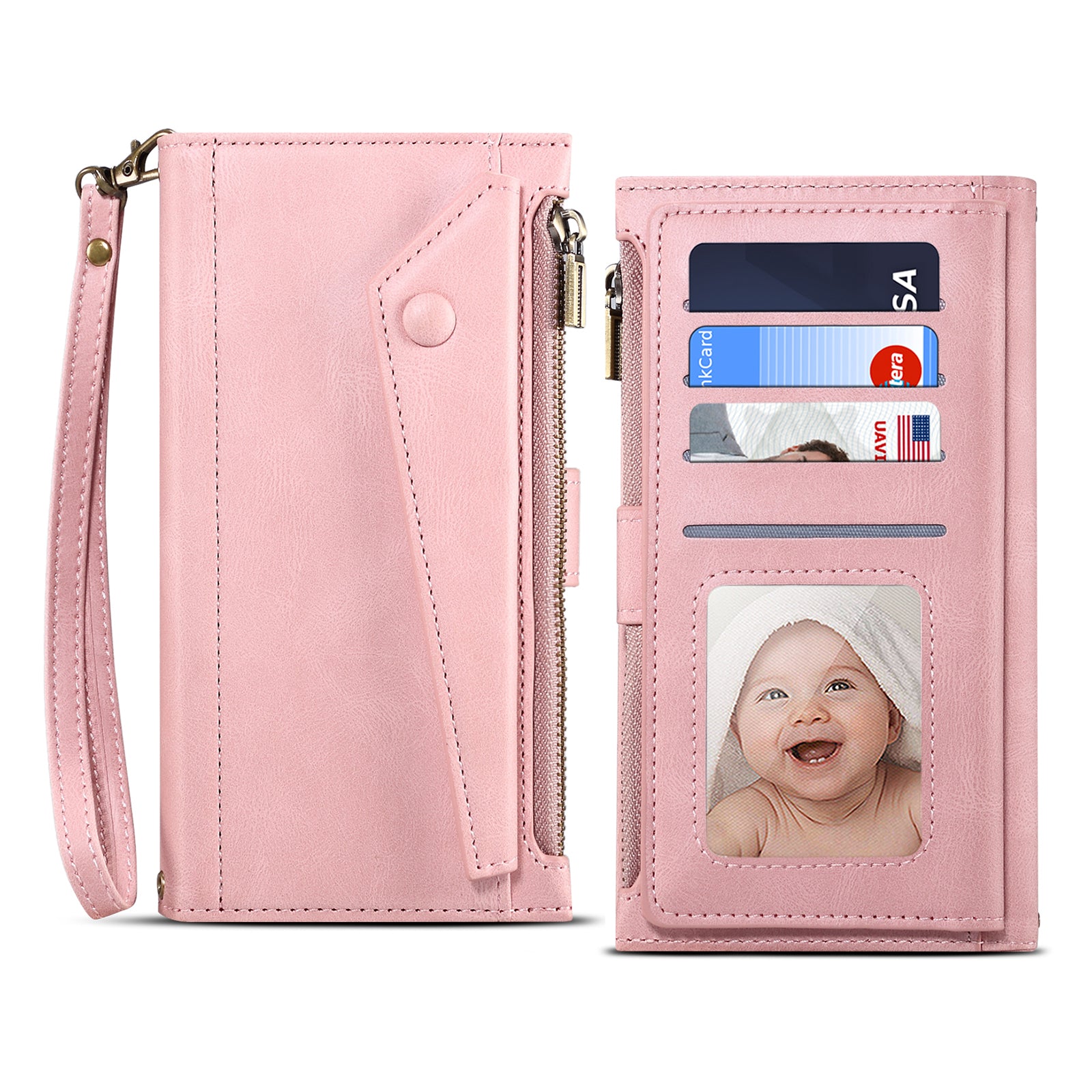 ESEBLE Star Series Leather Wallet Case for Samsung Galaxy A54 5G Zipper Pocket Phone Stand Cover with Hand Strap