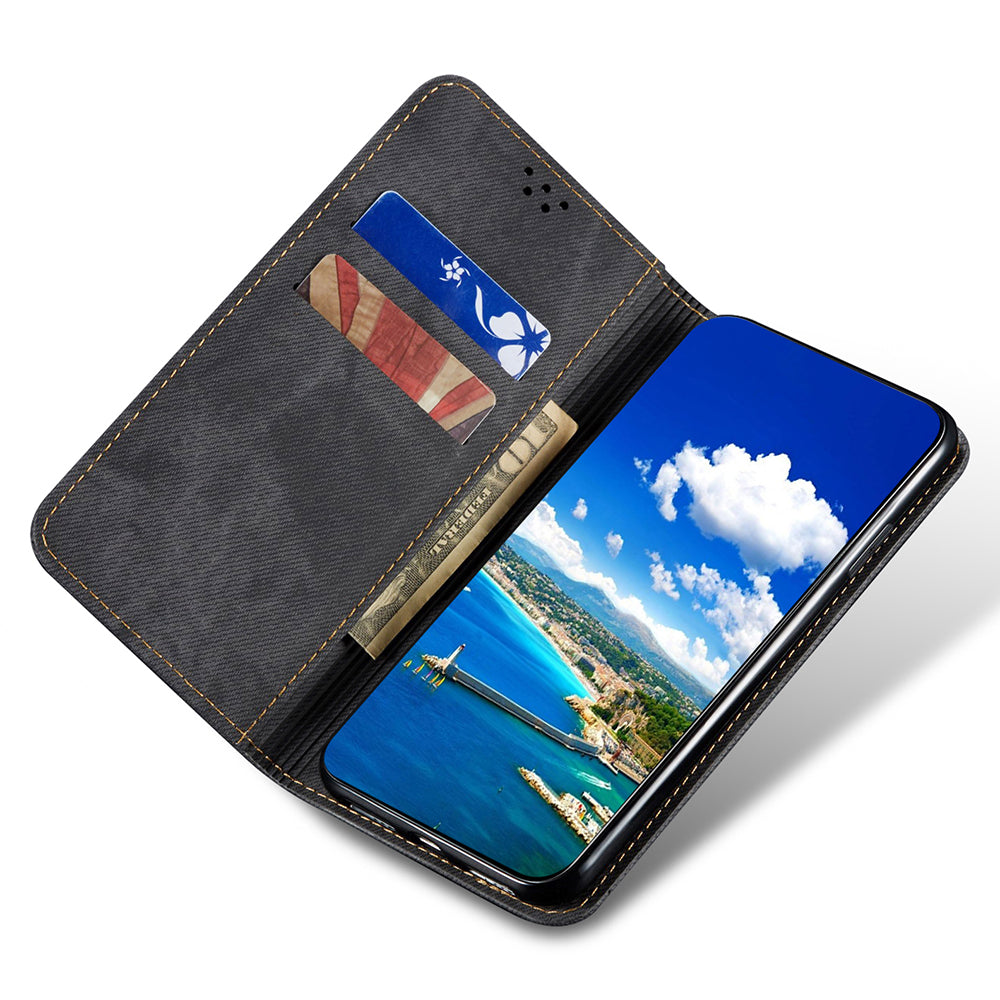 Phone Wallet Leather Case for OnePlus 11R 5G Ace 2 5G Jeans Cloth Texture Phone Stand Cover