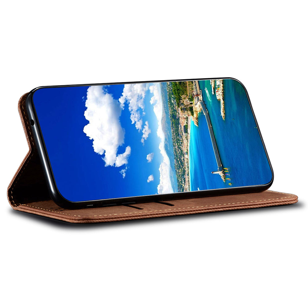 Phone Wallet Leather Case for OnePlus 11R 5G Ace 2 5G Jeans Cloth Texture Phone Stand Cover