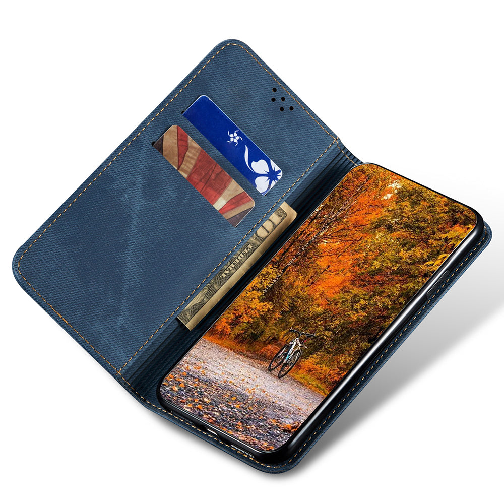 Cell Phone Case for Samsung Galaxy A54 5G Jeans Cloth Texture Stand PU Leather Phone Wallet Cover