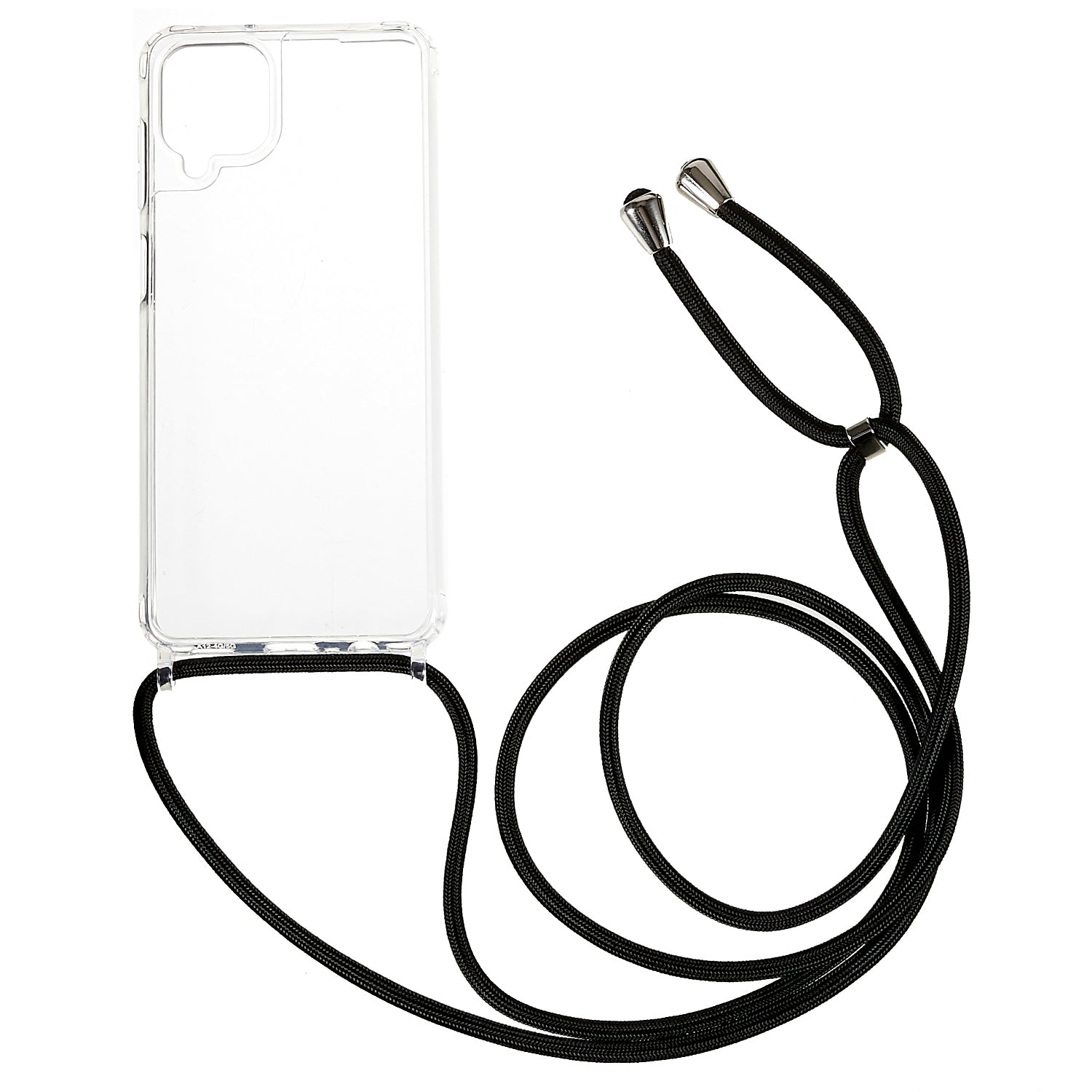 Phone Case for Samsung Galaxy A12 Transparent TPU Acrylic Cell Phone Cover with Lanyard