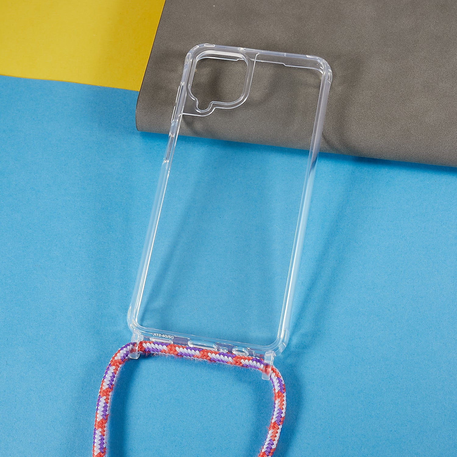 Telefoncover til Samsung Galaxy A12 Gennemsigtig TPU akryl mobiltelefoncover med snor