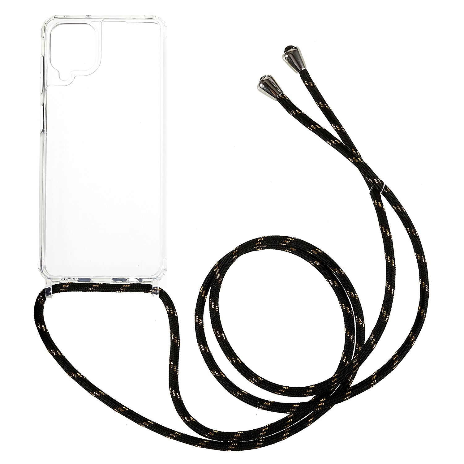Telefoncover til Samsung Galaxy A12 Gennemsigtig TPU akryl mobiltelefoncover med snor