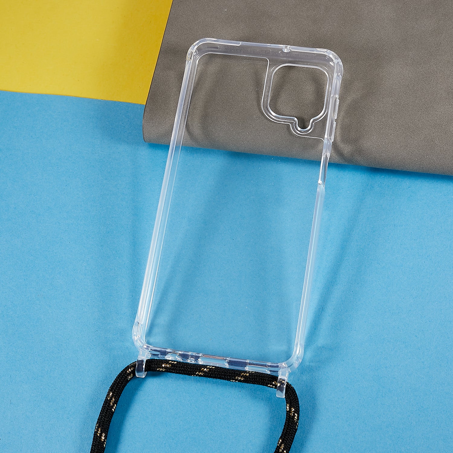 Telefoncover til Samsung Galaxy A12 Gennemsigtig TPU akryl mobiltelefoncover med snor