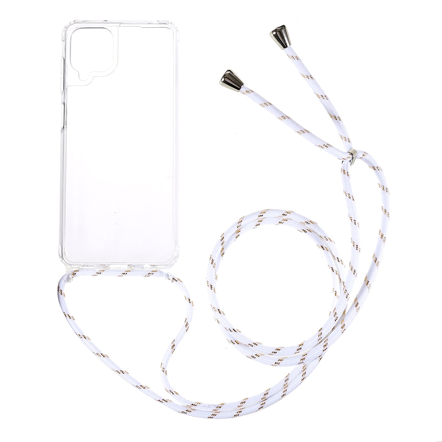 Telefoncover til Samsung Galaxy A12 Gennemsigtig TPU akryl mobiltelefoncover med snor